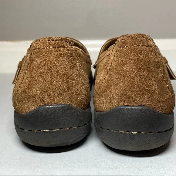 Croft & Barrow Leather Slip On Shoes Womens Size 9 Buckle Loafers Brown Suede - Picture 5 of 16